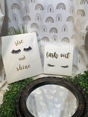 Rise and Shine / Lash Out Wall Plaque Set - White and Gold